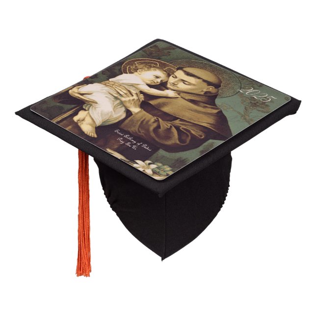 Saint Anthony of Padua Class of 2025 Graduation Cap Topper (Angled)