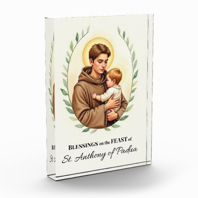 Saint Anthony of Padua Feast Day Blessings Leafy Acrylic Award (Left)