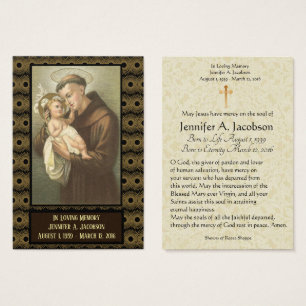 Saint Anthony of Padua Funeral Memorial Holy Card