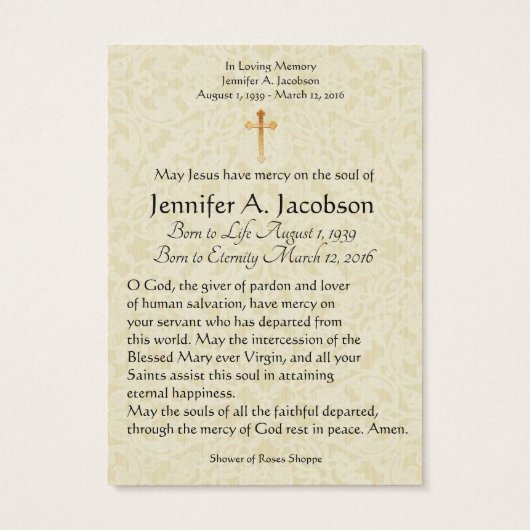 Saint Anthony of Padua Funeral Memorial Holy Card (Back)