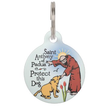 Saint Anthony Of Padua  Protect This Dog  Pet Tag by TheWhiteCatCo at Zazzle