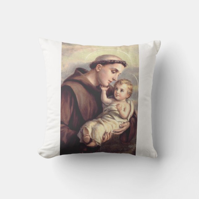 Saint Anthony of Padua Throw Pillow (Front)