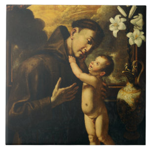 Saint Anthony of Padua with Baby Jesus Ceramic Tile