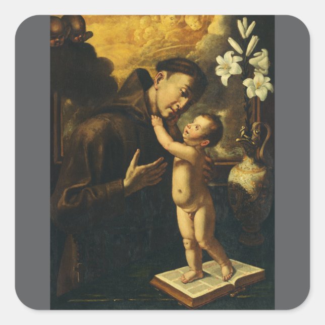 Saint Anthony of Padua with Baby Jesus Square Sticker (Front)