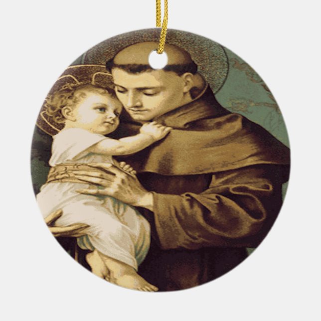 Saint Anthony Padua Ceramic Ornament (Front)