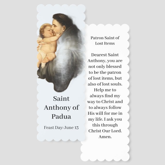 Saint Anthony Prayer Card Bookmarks (Front & Back)