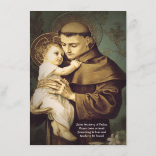 Saint Anthony Restoration Prayer of Lost Items Enclosure Card