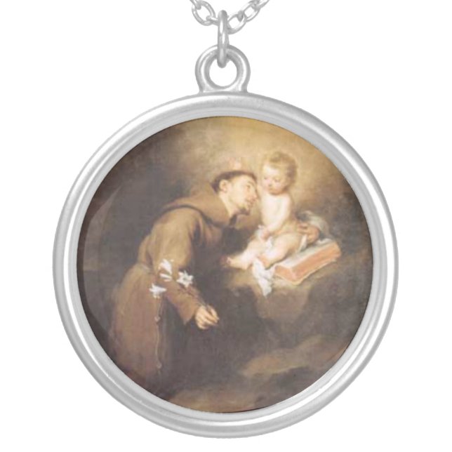Saint Anthony - sant'Antonio - Hl. Antonius Silver Plated Necklace (Front)