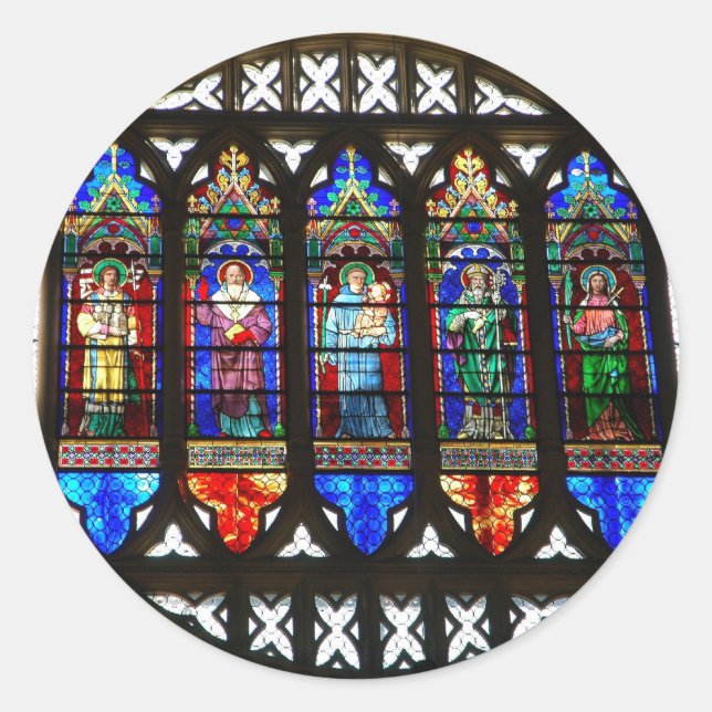 Saint Anthony stained glass windows Classic Round Sticker (Front)