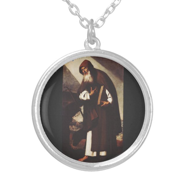 Saint Anthony the Abbot Silver Plated Necklace (Front)