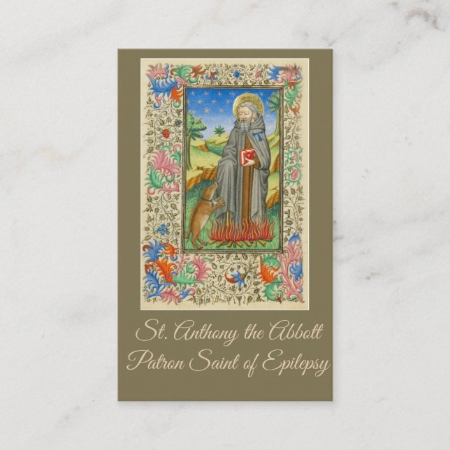 Saint Anthony the Abbott Patron of Epilepsy Holy Business Card (Front)