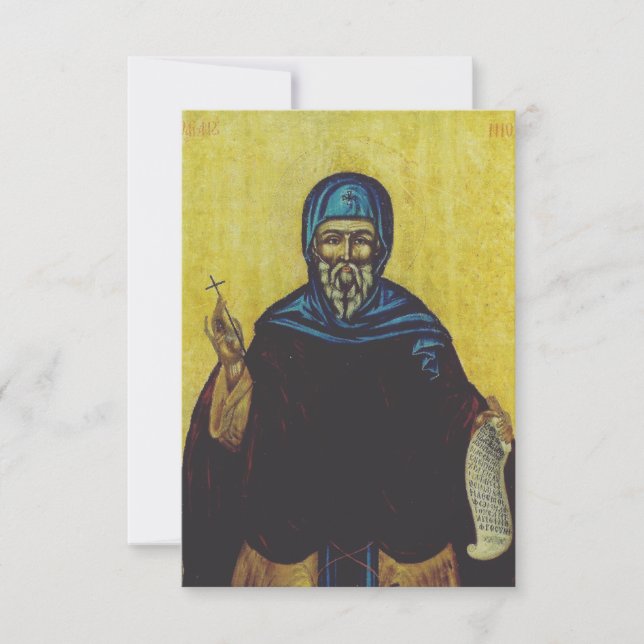 Saint Anthony the Great Byzantine Holy Card (Front)
