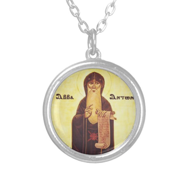 Saint Anthony the Great Silver Plated Necklace (Front)