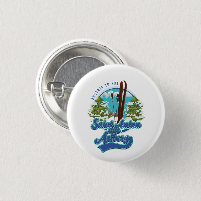 Saint Anton am Arlberg Austria Ski logo Button (Front & Back)