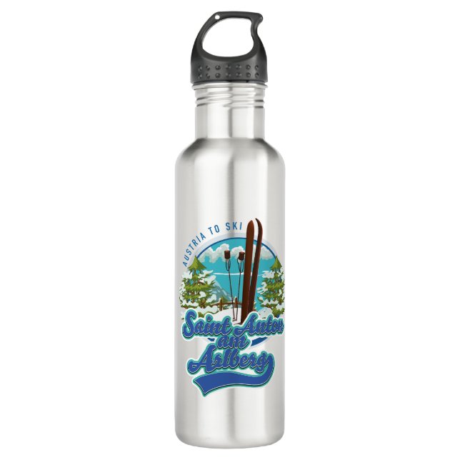 Saint Anton am Arlberg Austria Ski logo Stainless Steel Water Bottle (Front)