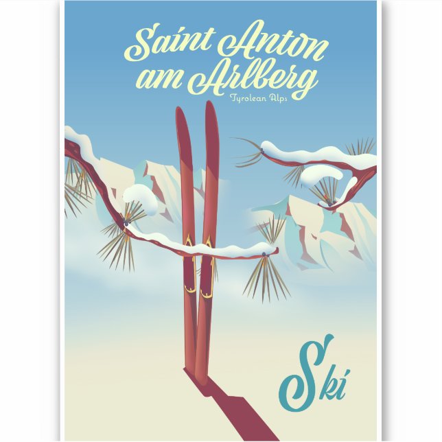 Saint Anton am Arlberg, Tyrolean Alps, Austria Ski Sticker (Front)