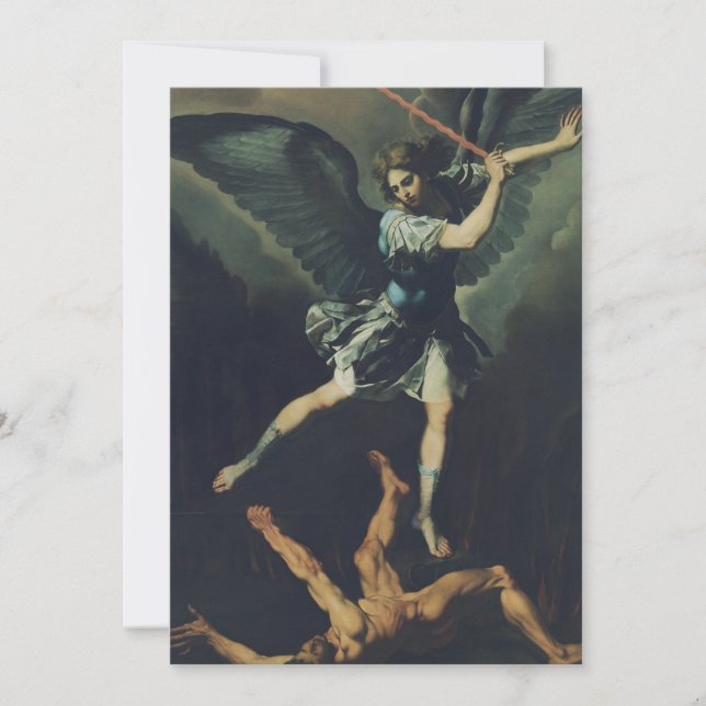 Saint Archangel Michael defeats the devil Holiday Card (Front)