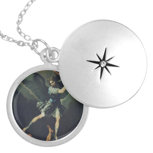 Saint Archangel Michael defeats the devil Locket Necklace (Front)