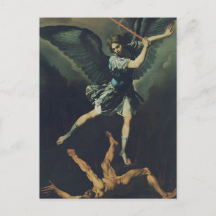 Saint Archangel Michael defeats the devil Postcard