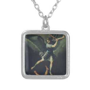 Saint Archangel Michael defeats the devil Silver Plated Necklace