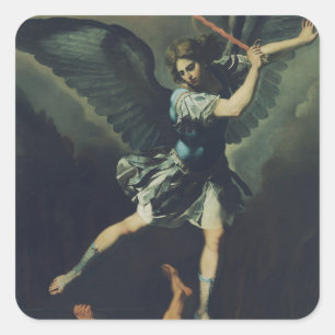 Saint Archangel Michael defeats the devil Square Sticker