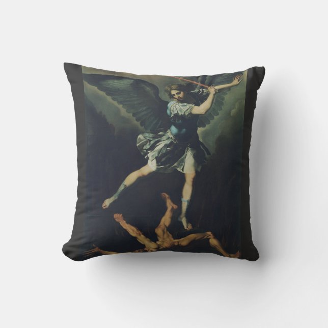 Saint Archangel Michael defeats the devil Throw Pillow (Front)