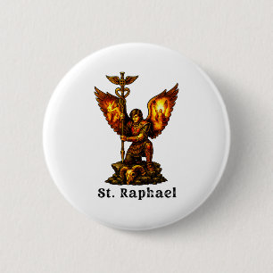 Saint Archangel Raphael Christian Art Faith Button