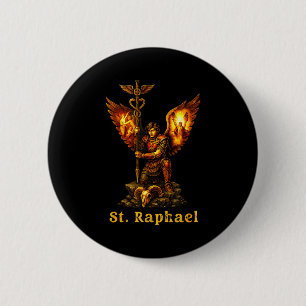 Saint Archangel Raphael Christian Art Faith Button
