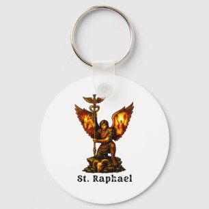 Saint Archangel Raphael Christian Art Faith Keychain
