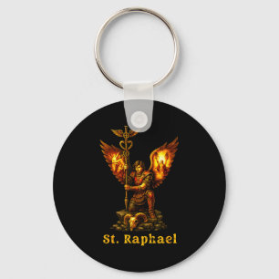 Saint Archangel Raphael Christian Art Faith Keychain