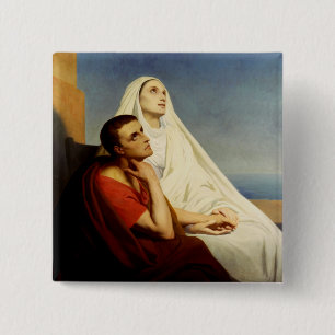 Saint Augustine and Saint Monica Button