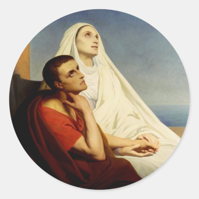 Saint Augustine and Saint Monica Classic Round Sticker (Front)