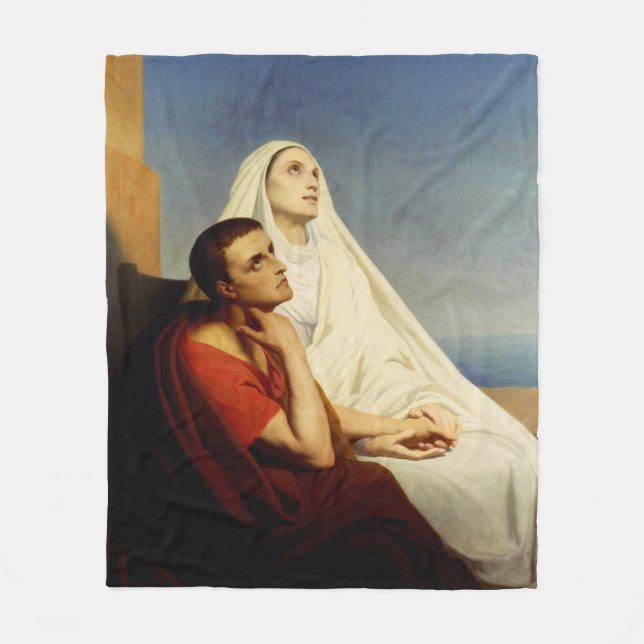 Saint Augustine and Saint Monica Fleece Blanket (Front)