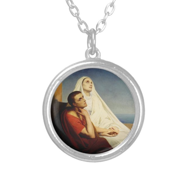 Saint Augustine and Saint Monica Silver Plated Necklace (Front)
