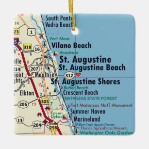 Saint Augustine FL Map Ceramic Ornament