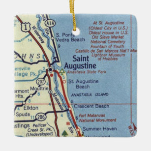 Saint Augustine FL Vintage Map Ceramic Ornament