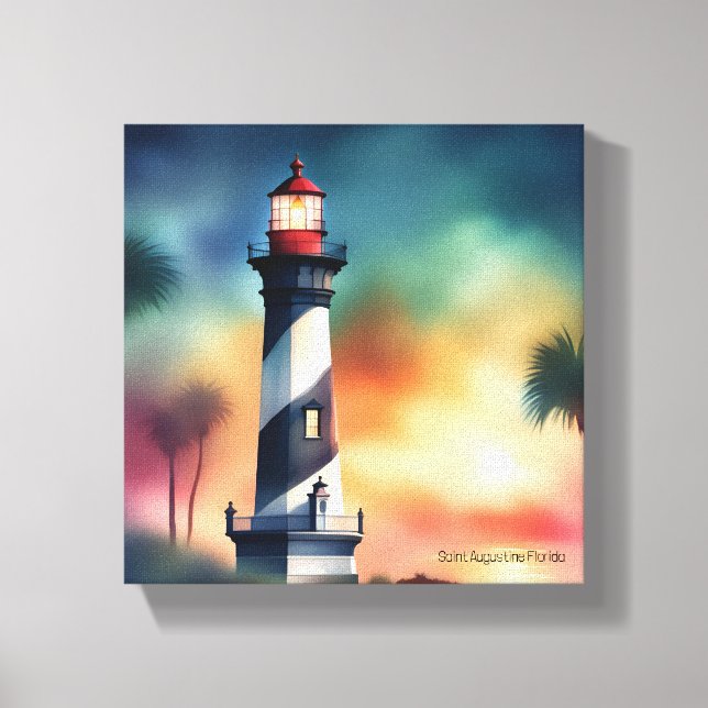 Saint Augustine Florida Lighthouse Art V133 Canvas Print (Front)
