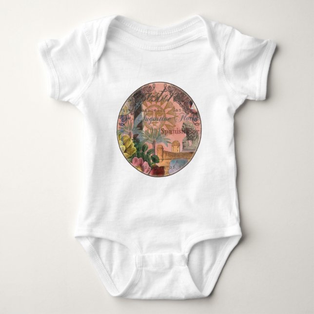 saint augustine florida travel antique art baby bodysuit (Front)