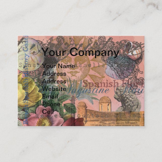 saint augustine florida travel antique art business card (Front)