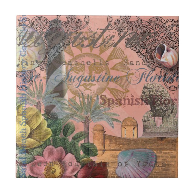 saint augustine florida travel antique art ceramic tile (Front)