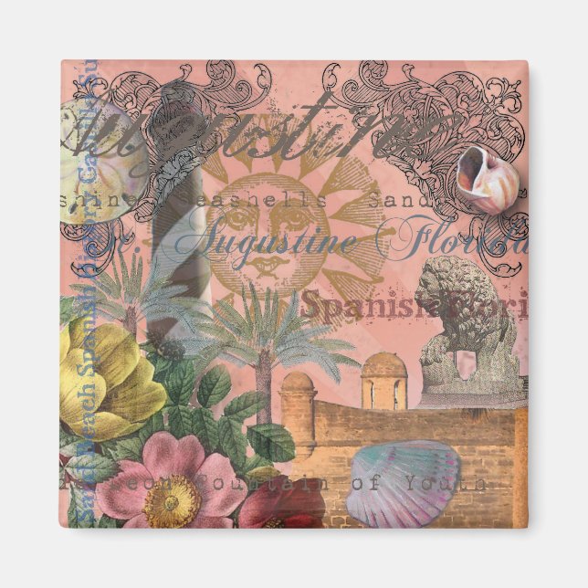 saint augustine florida travel antique art magnet (Front)