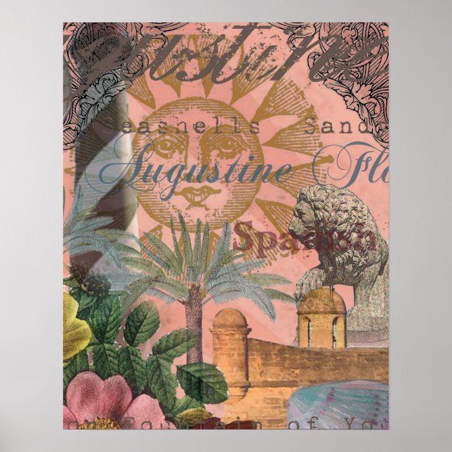 saint augustine florida travel antique art poster (Front)