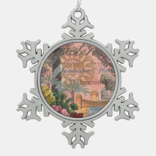 saint augustine florida travel antique art snowflake pewter christmas ornament