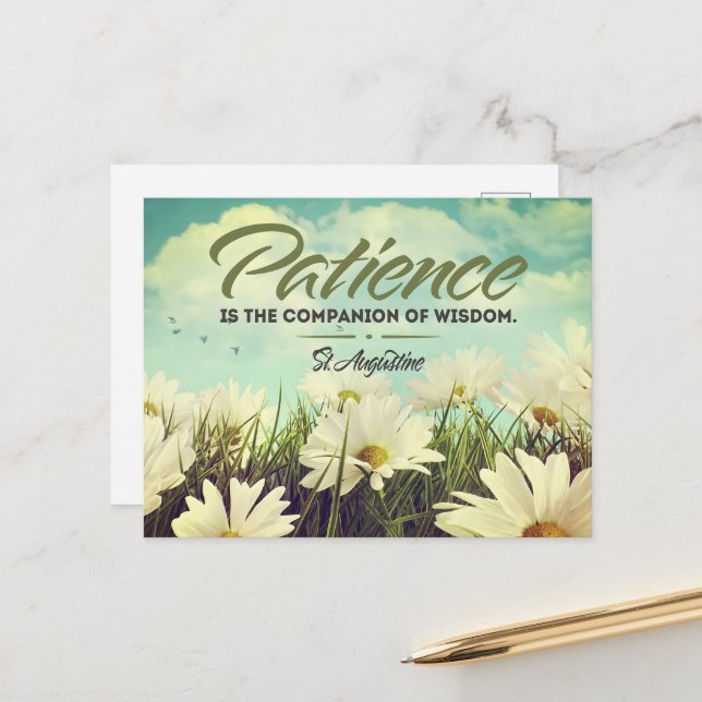 Saint Augustine Inspirational Quote "Patience" Postcard (Front/Back In Situ)