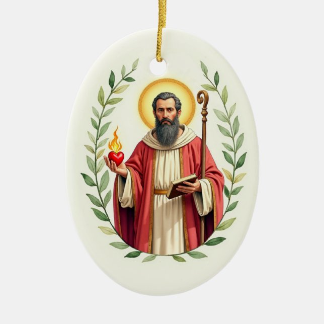 Saint Augustine of Hippo God's Peace and Blessings Ceramic Ornament (Front)