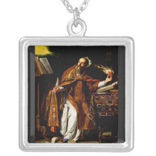 Saint Augustine of Hippo Silver Plated Necklace