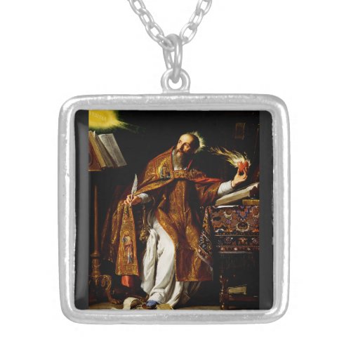 Saint Augustine of Hippo Silver Plated Necklace