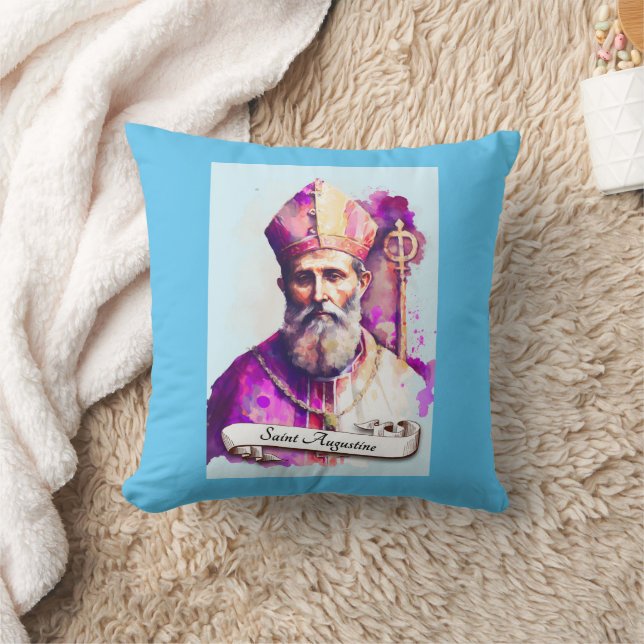 Saint Augustine of Hippo Throw Pillow (Blanket)