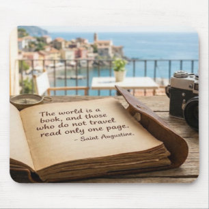 Saint Augustine Travel Quote Vintage Book Mousepad