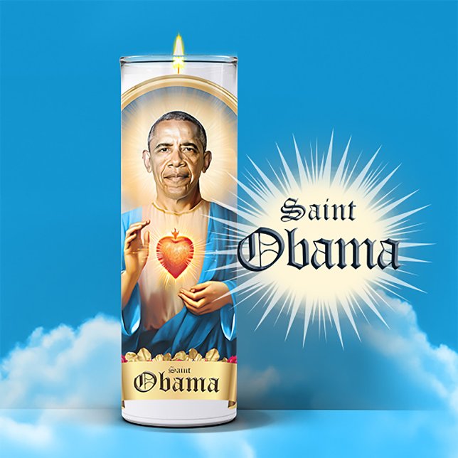 Saint Barack Obama Prayer Candle Sticker (Saint Barack Obama Devotional Prayer Candle Stickers and Gifts)